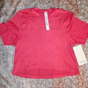 lululemon Swiftly High Low Coral Pink Short Sleeve Mesh Workout Top New With Tag